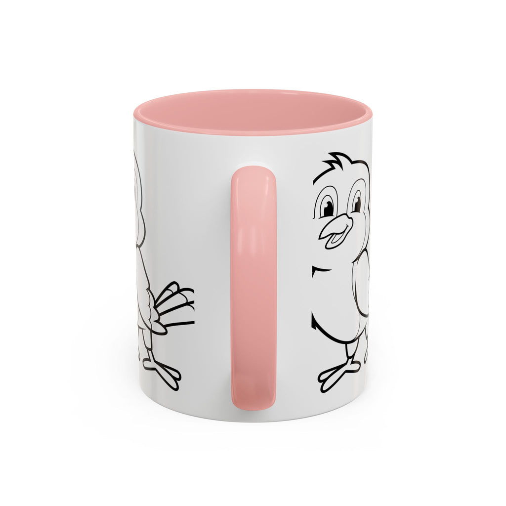 Bird Coloring Accent Coffee Mug — Cute Outline Chick Design (11/15 oz)