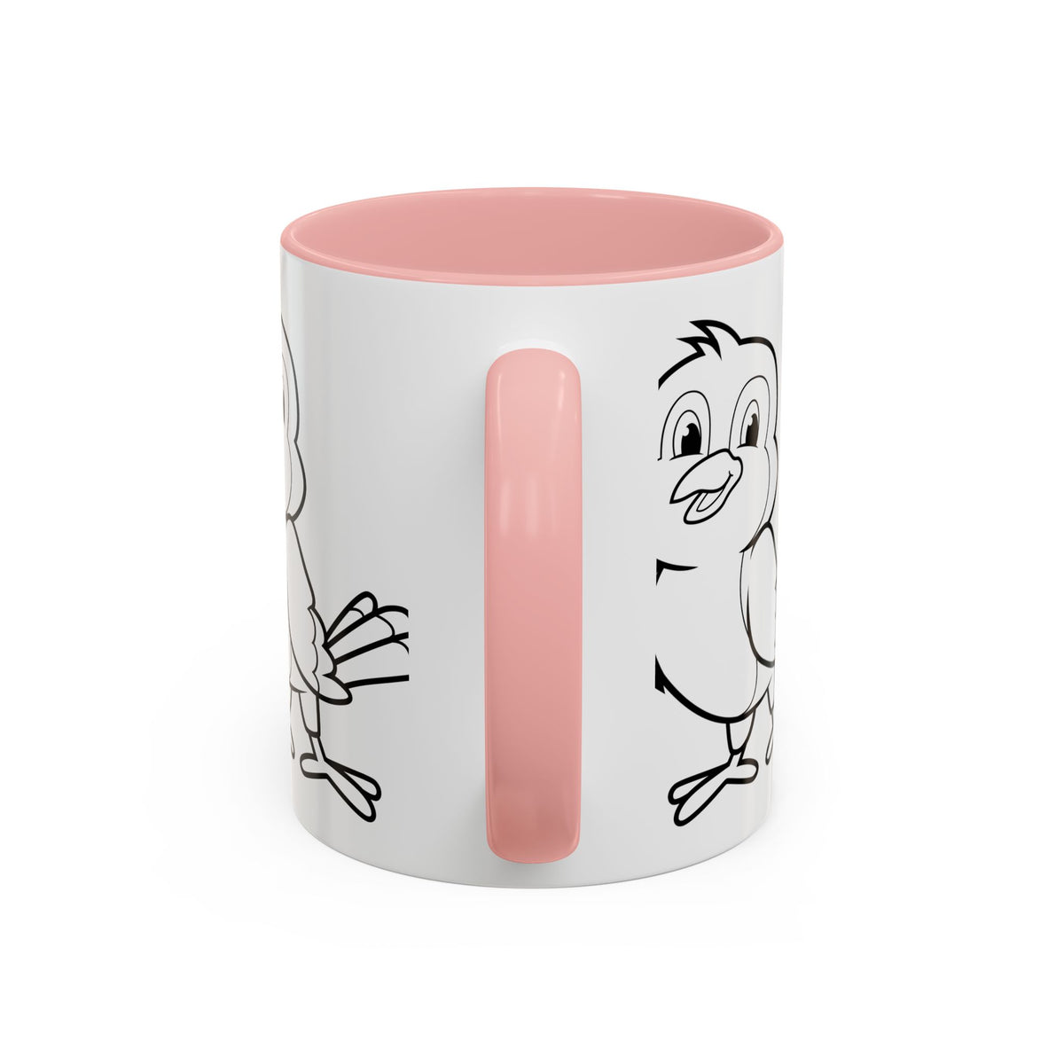 Bird Coloring Accent Coffee Mug — Cute Outline Chick Design (11/15 oz)