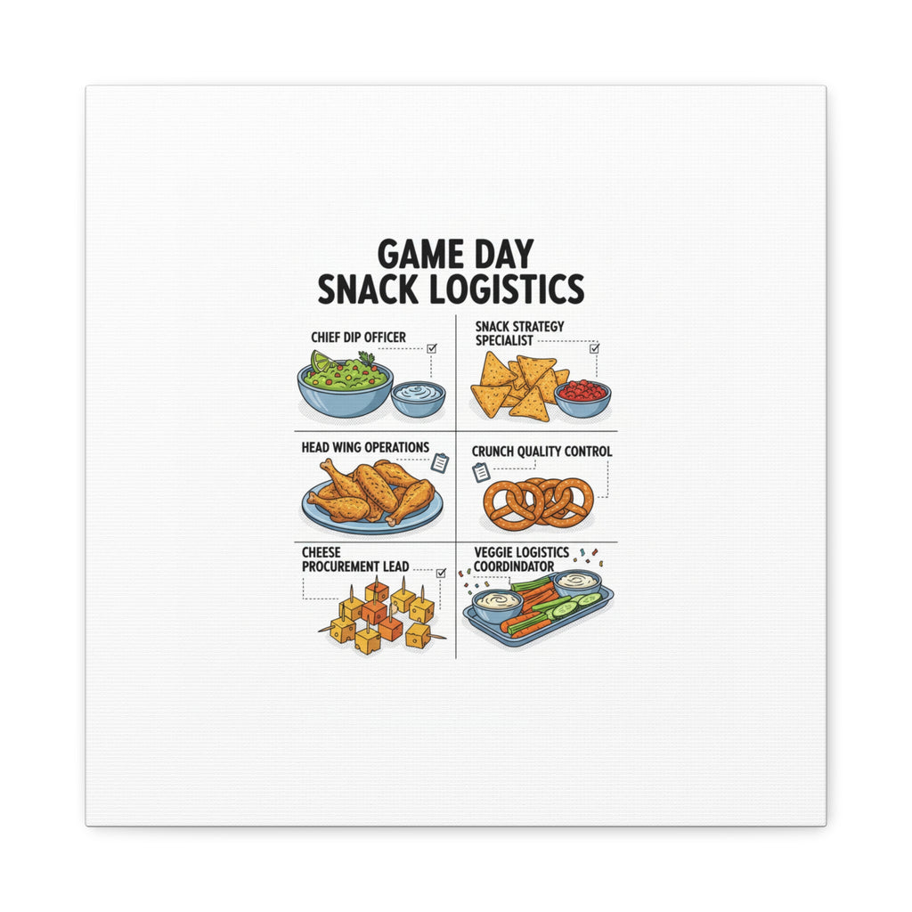 Game Day Snack Logistics Canvas, Dip Strategist Poster | Game Day Blueprint