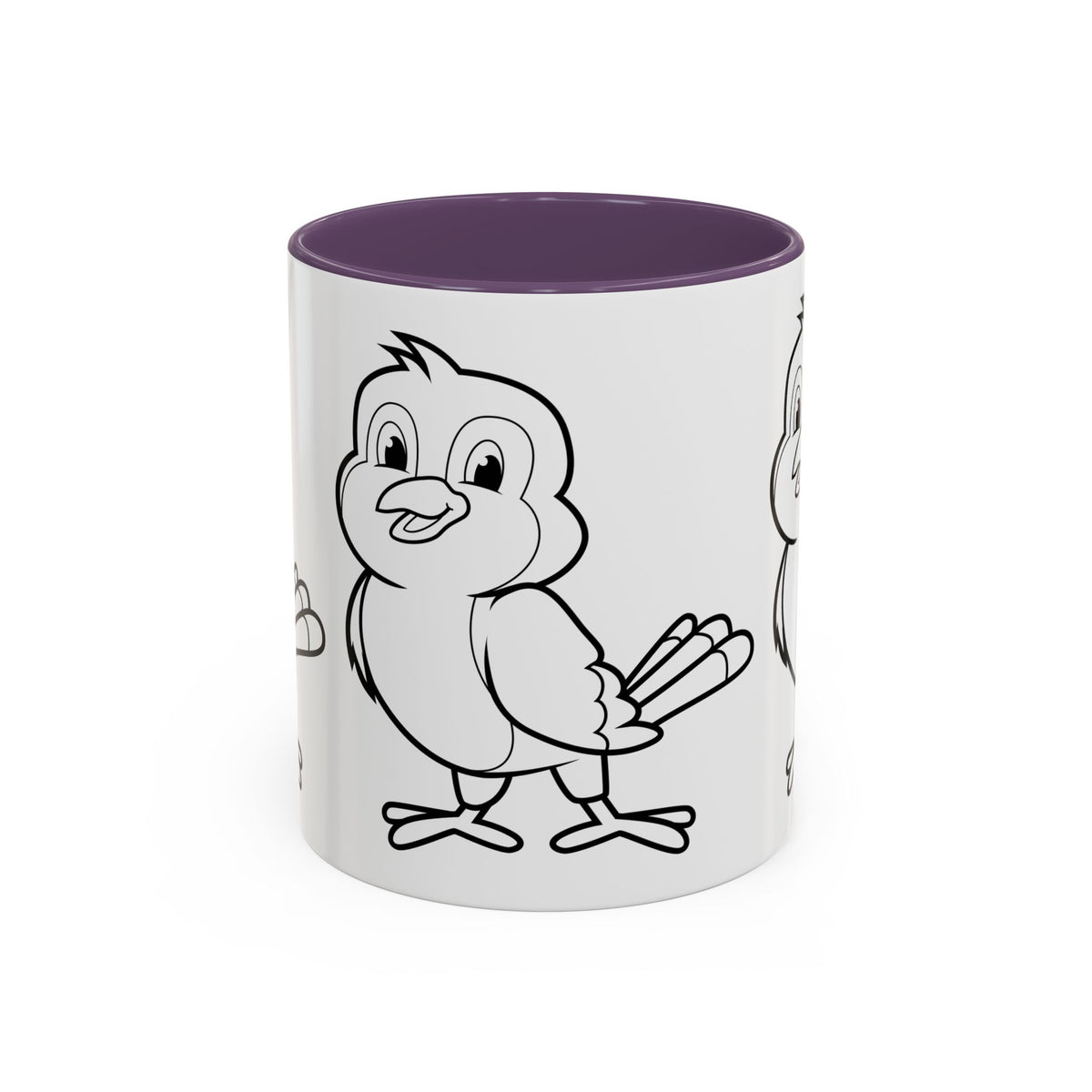 Bird Coloring Accent Coffee Mug — Cute Outline Chick Design (11/15 oz)