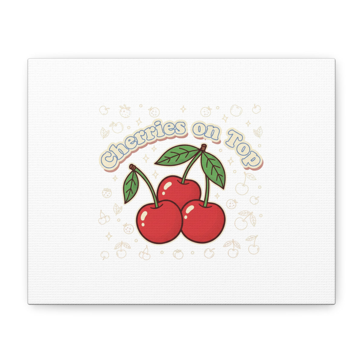 Cherries on Top Canvas | Retro Kawaii Fruit Print, Cherry Wall Art