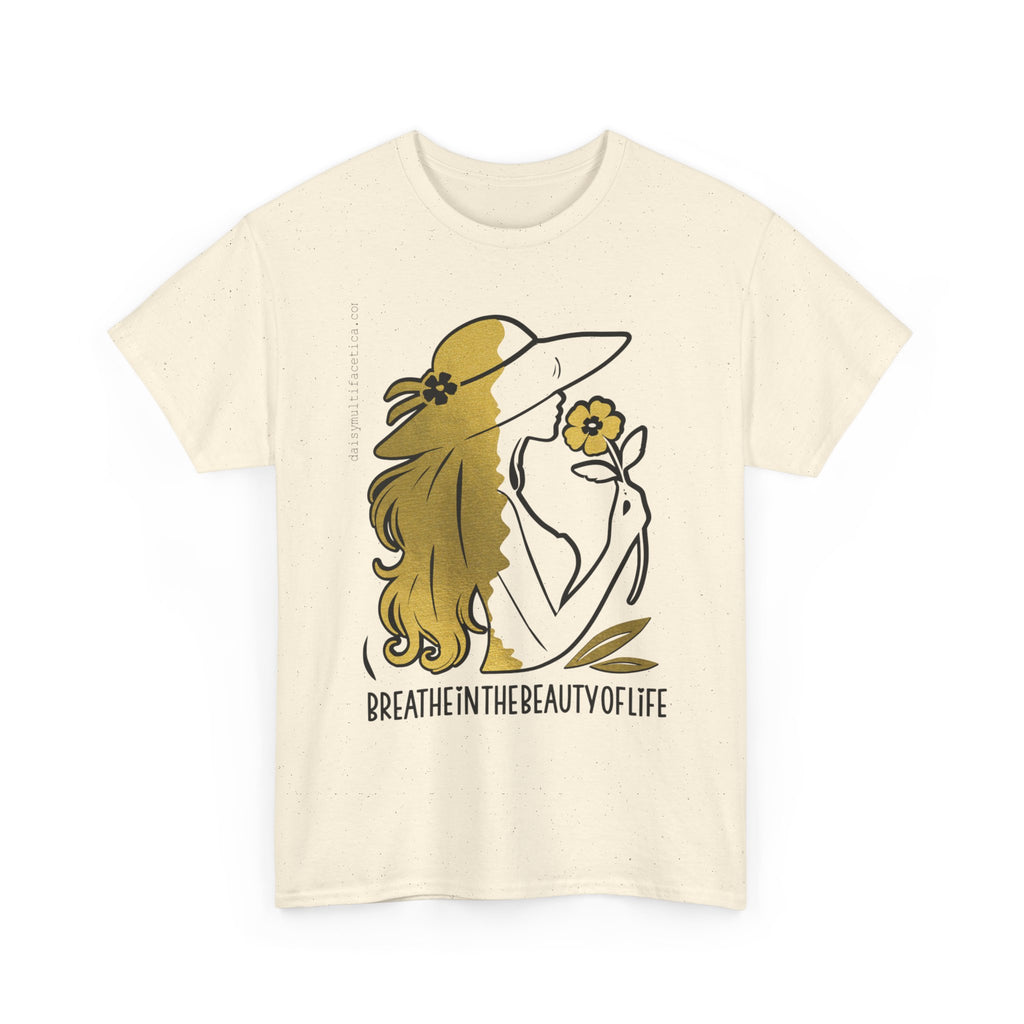 Women’s Floral Mindfulness Tee — “Breathe in the Beauty of Life” Graphic Shirt