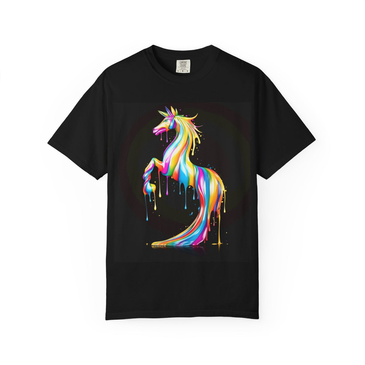 Rainbow Drip Unicorn T-Shirt — Vibrant Paint-Splash Horse Graphic Tee