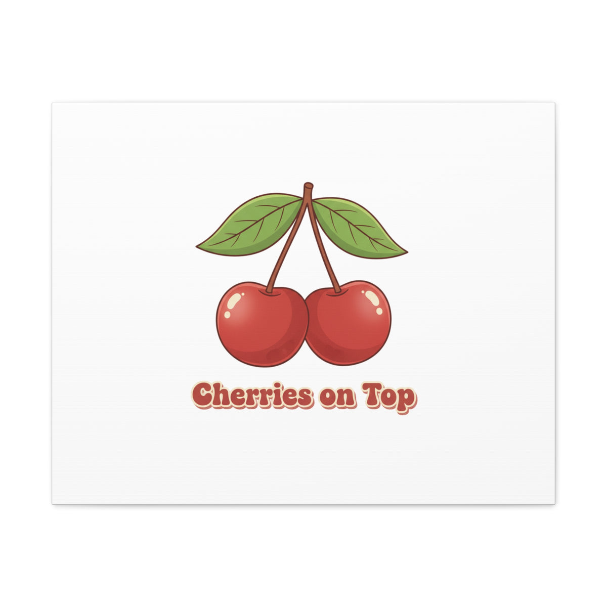 Cherry Illustration Canvas, vintage cherry fruit motif | kawaii retro wall art