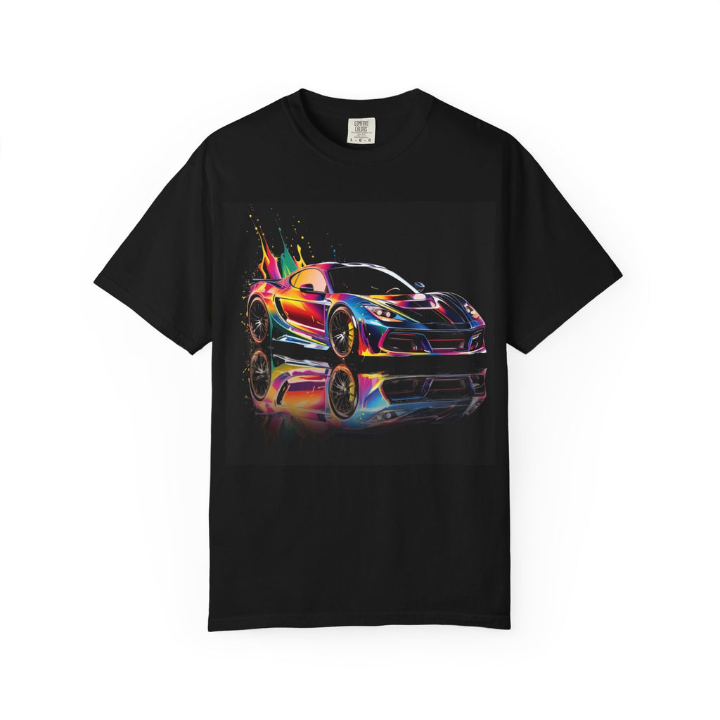 Race Car T‑Shirt — Neon Sports Car Graphic Tee