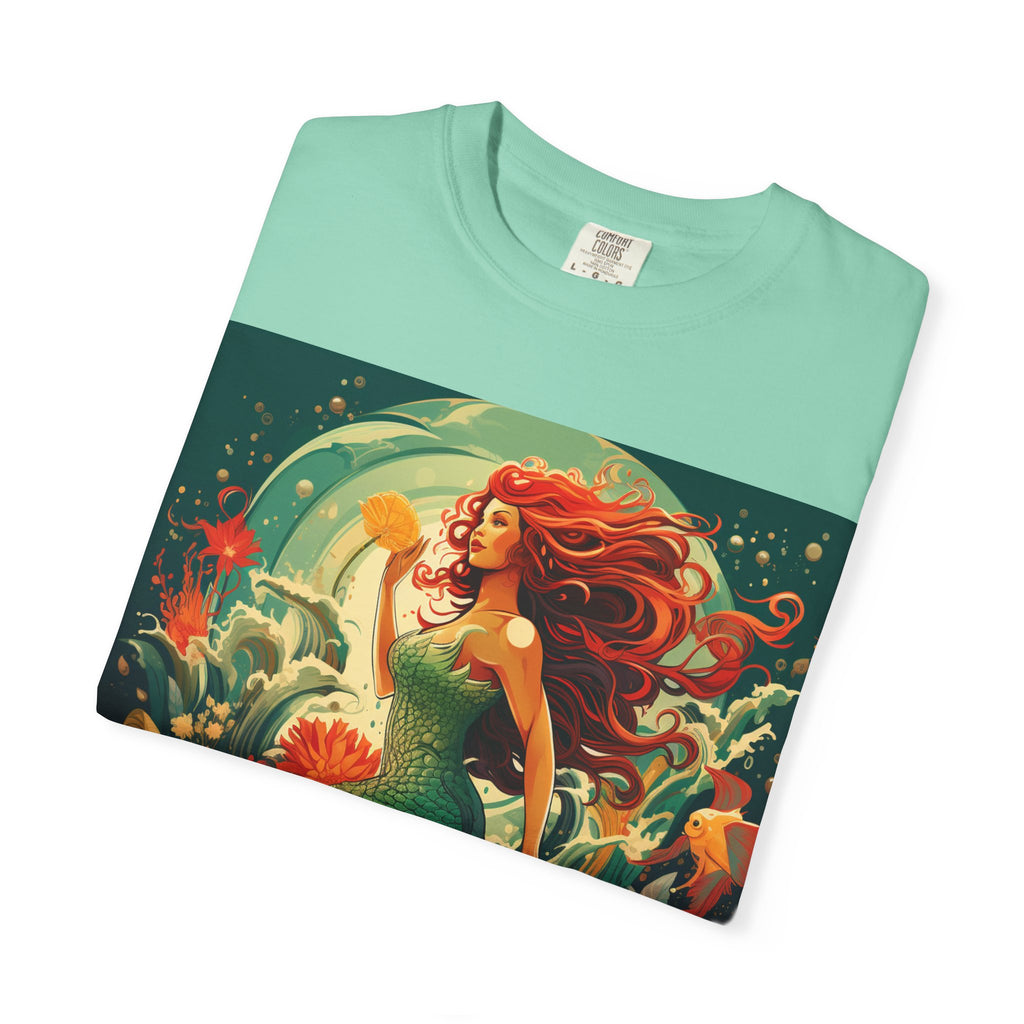 Mermaid Fantasy T-Shirt — Redhead Sea Siren Illustration
