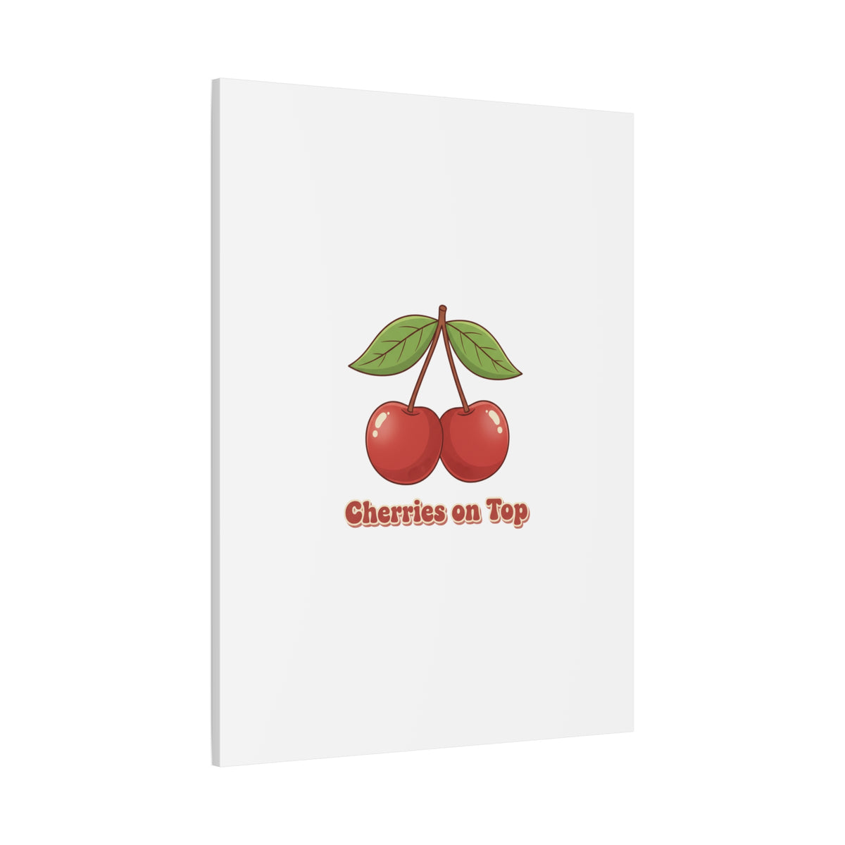 Cherry Illustration Canvas, vintage cherry fruit motif | kawaii retro wall art