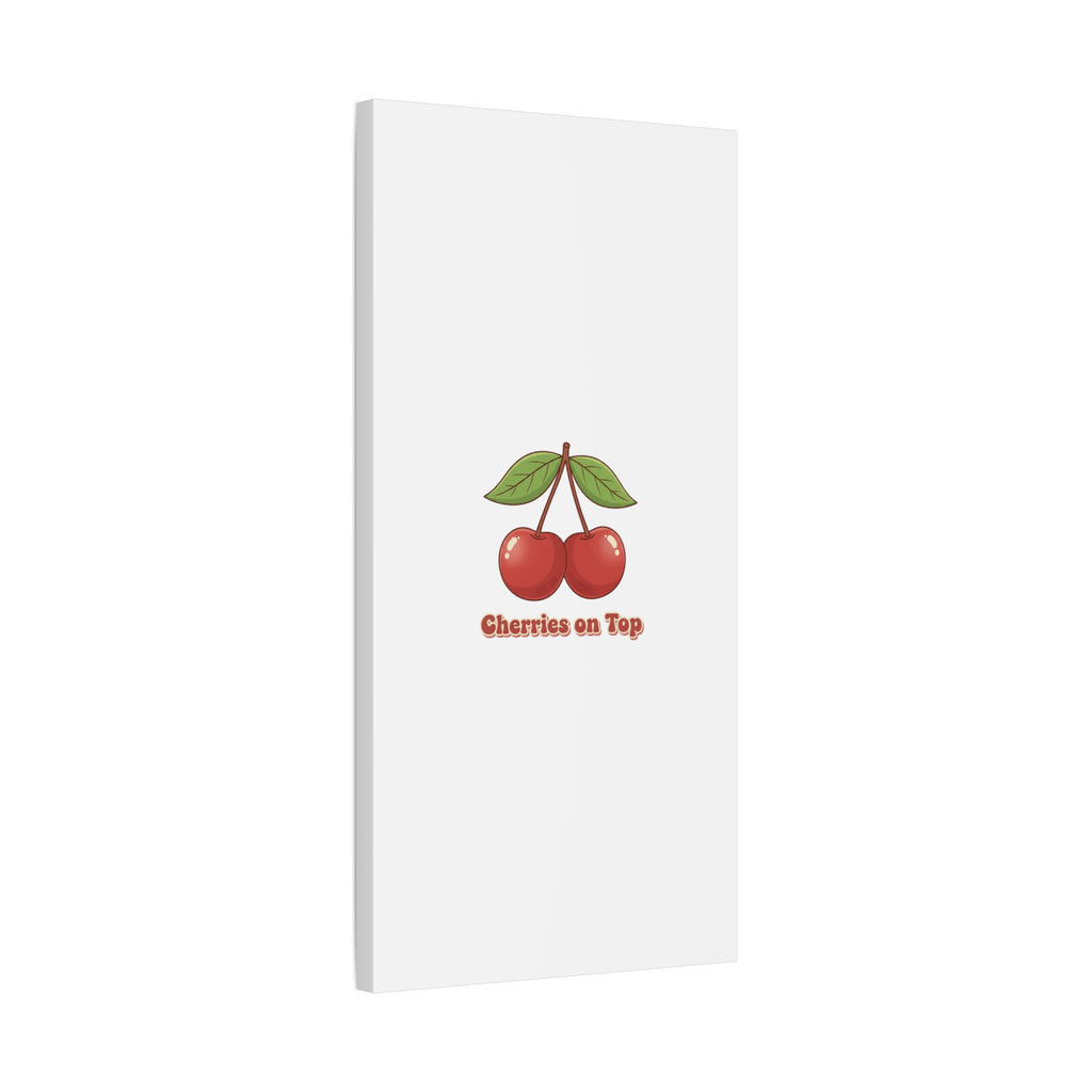 Cherry Illustration Canvas, vintage cherry fruit motif | kawaii retro wall art