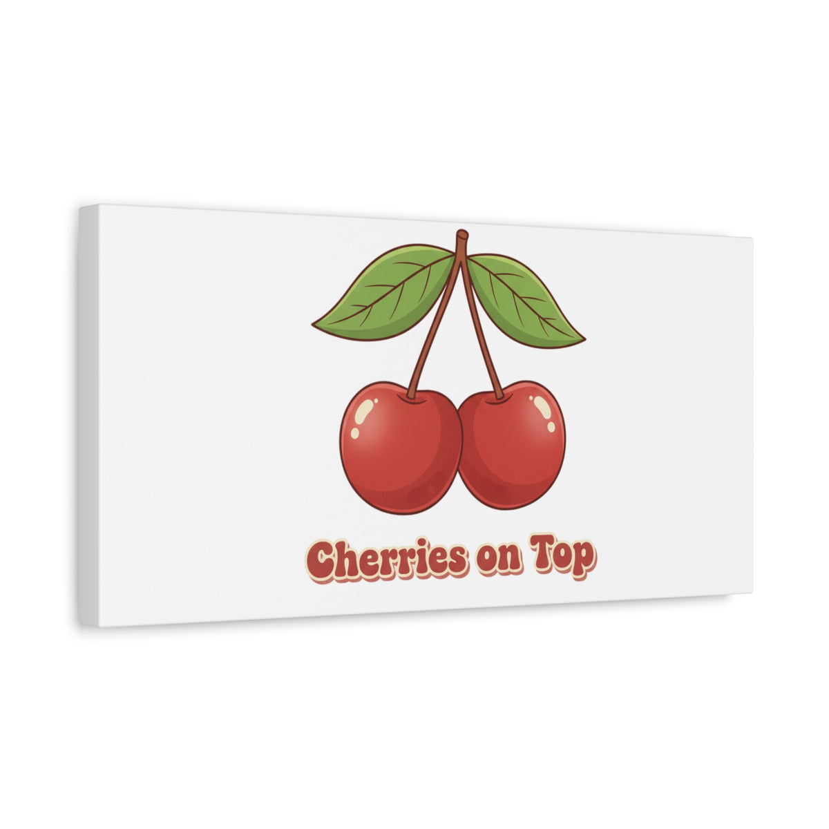 Cherry Illustration Canvas, vintage cherry fruit motif | kawaii retro wall art