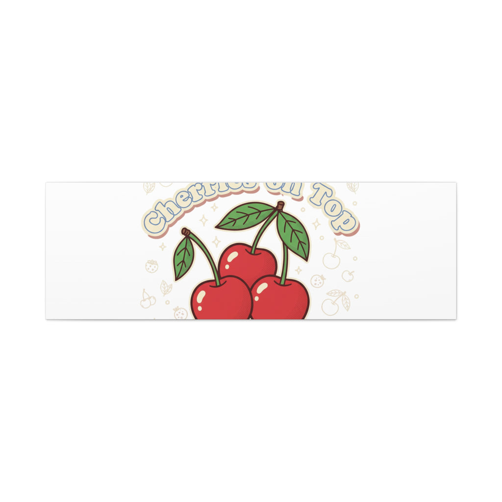 Cherries on Top Canvas | Retro Kawaii Fruit Print, Cherry Wall Art