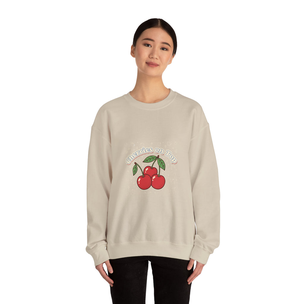 Cherries on Top Crewneck Sweatshirt | vintage cherry design, kawaii fruit graphic