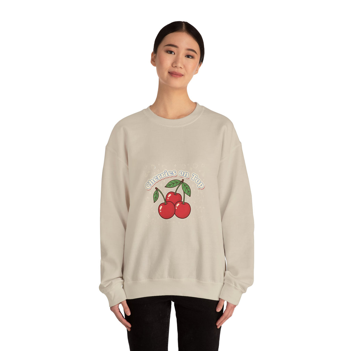 Cherries on Top Crewneck Sweatshirt | vintage cherry design, kawaii fruit graphic