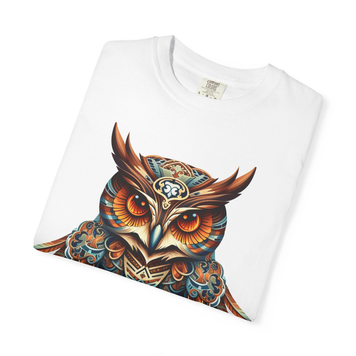 Bohemian Owl Graphic T-Shirt — Detailed Tribal Owl Illustration