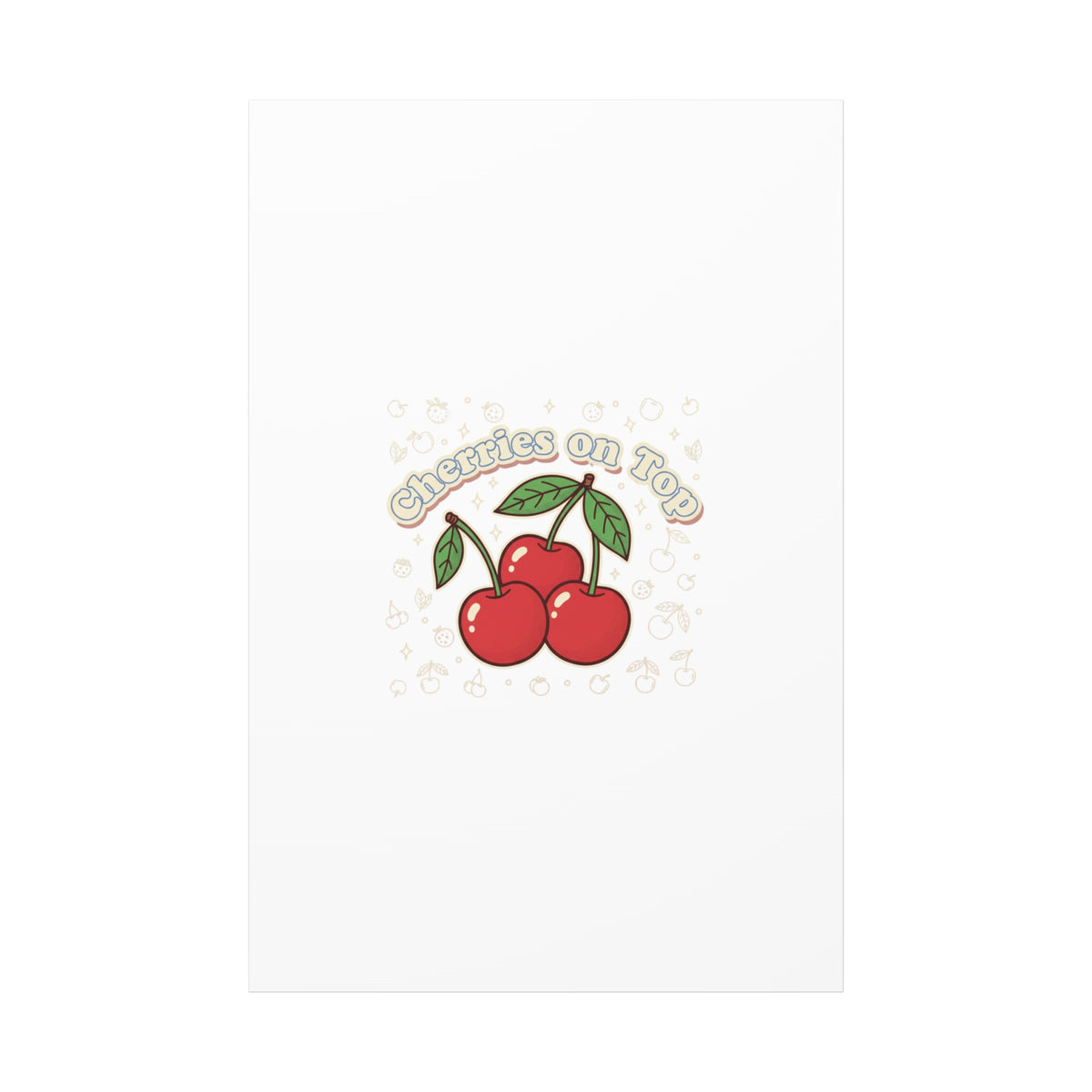 Cherries on Top Canvas | Retro Kawaii Fruit Print, Cherry Wall Art