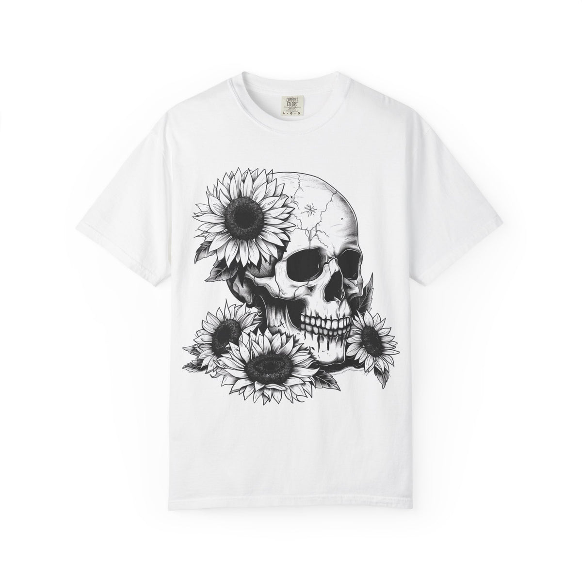 Skull & Sunflowers T-Shirt — Gothic Floral Graphic Tee