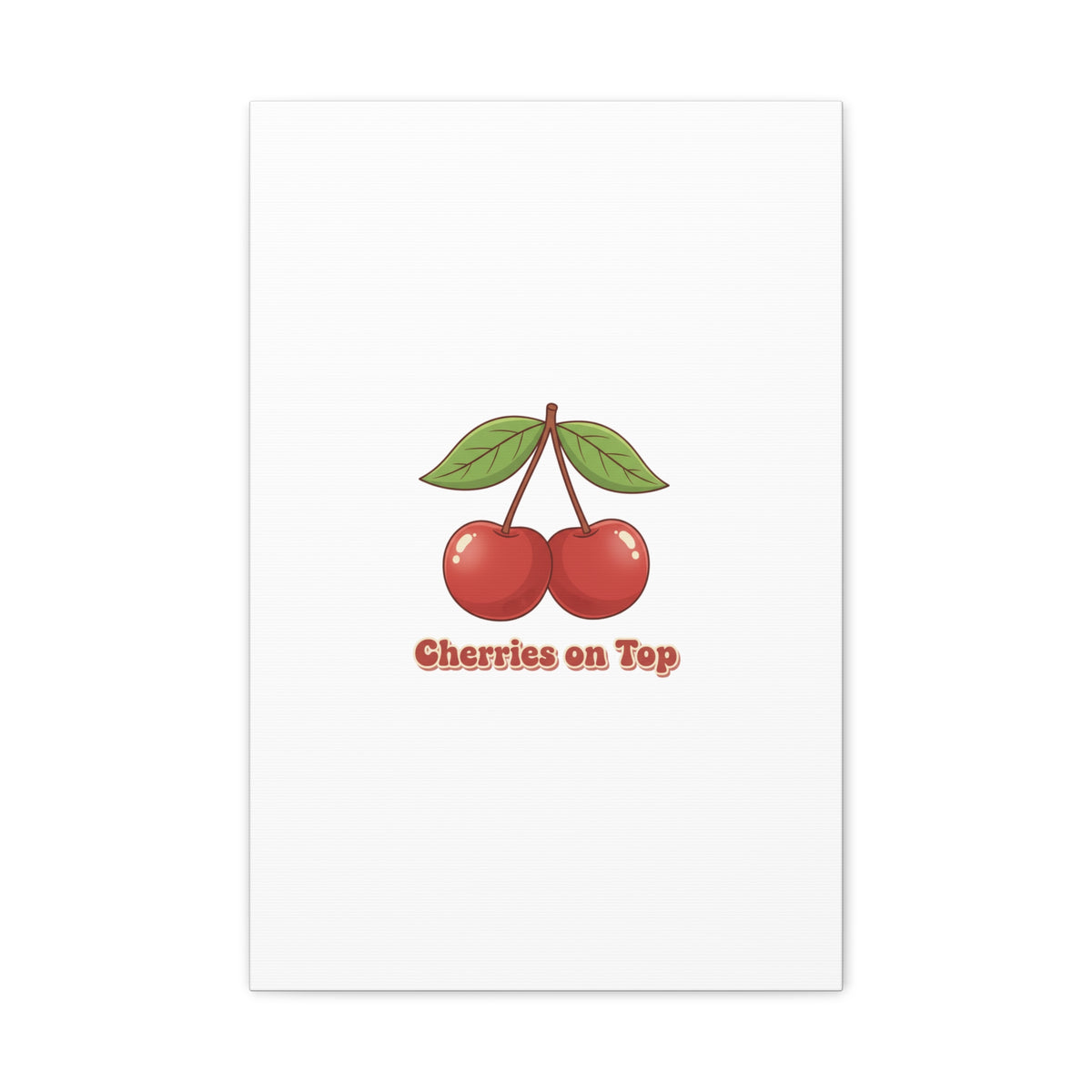 Cherry Illustration Canvas, vintage cherry fruit motif | kawaii retro wall art
