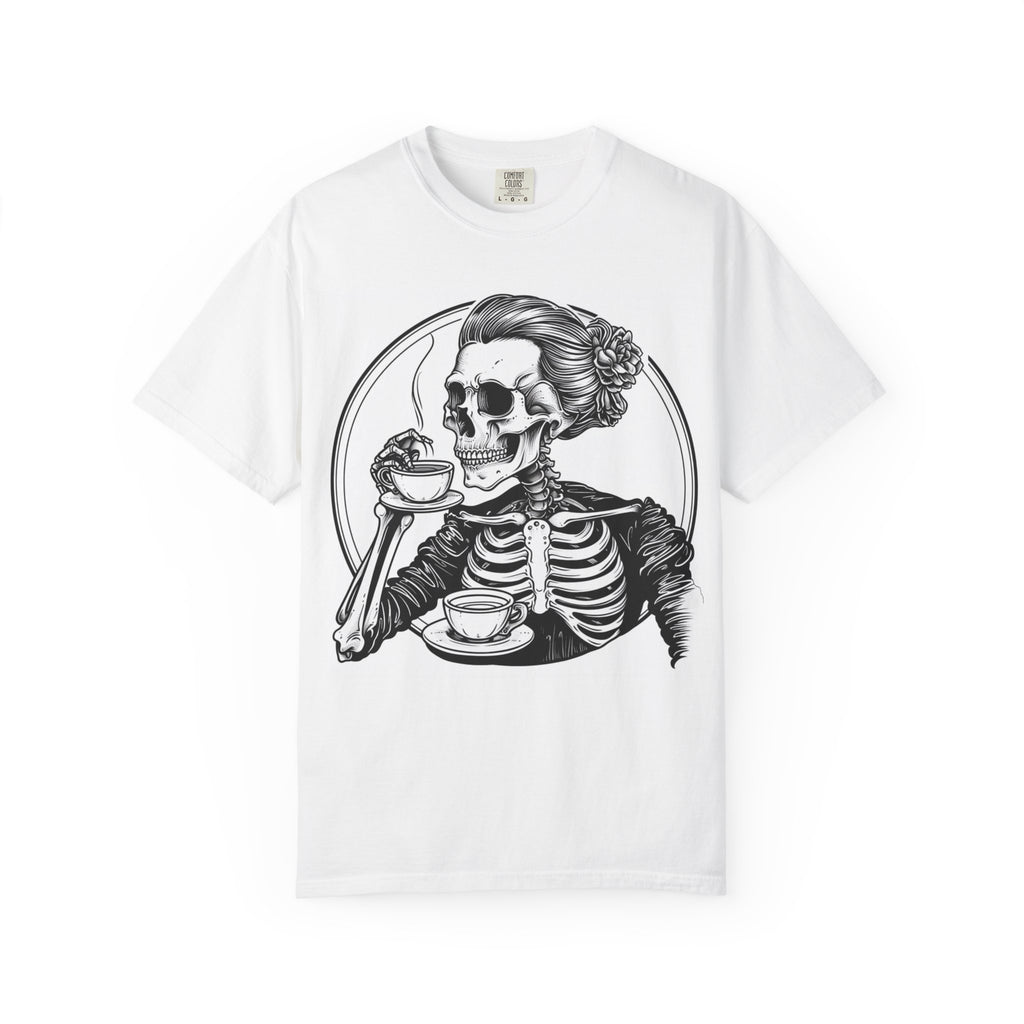 Skull Tea T-Shirt — Vintage Skeleton Sipping Tea Graphic Tee
