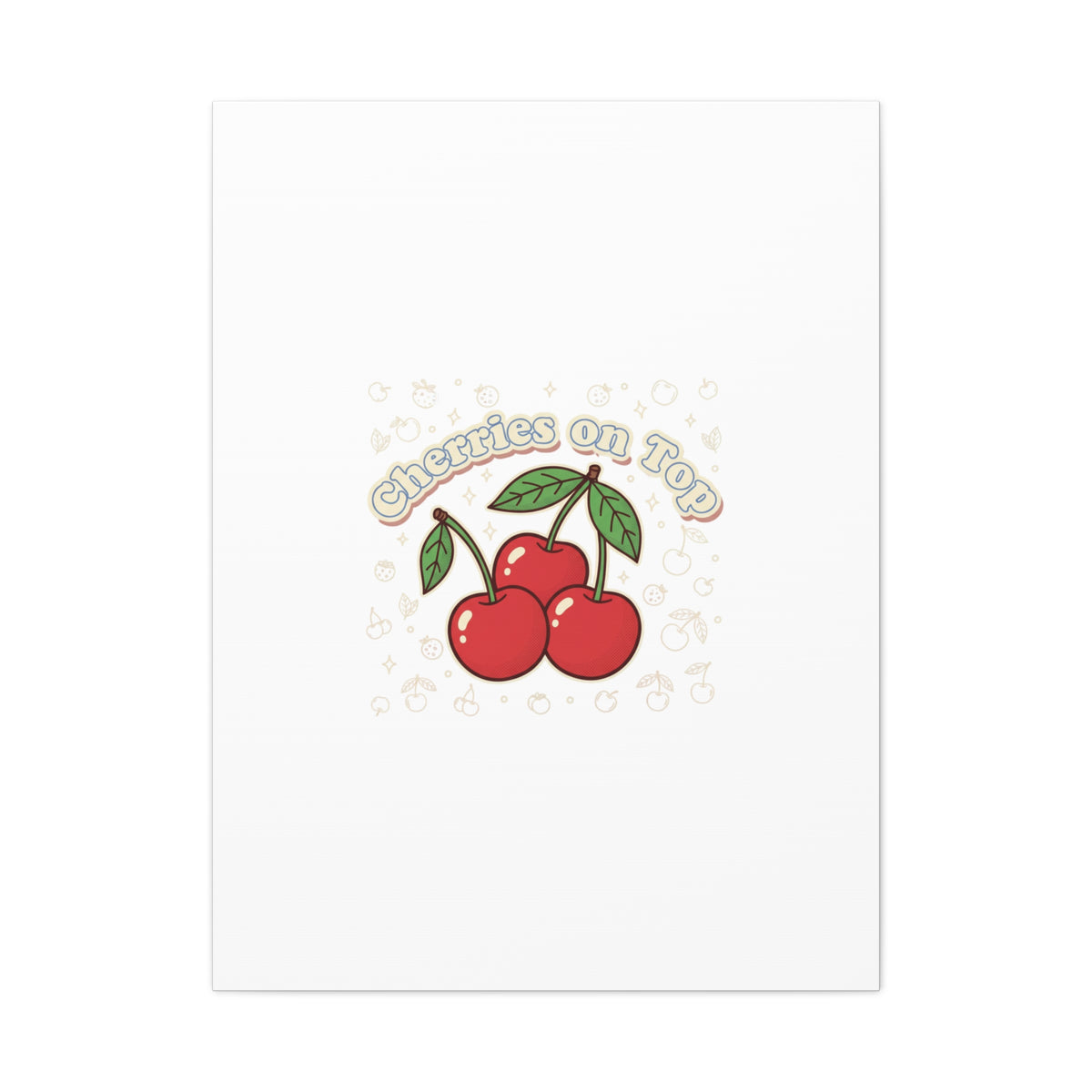 Cherries on Top Canvas | Retro Kawaii Fruit Print, Cherry Wall Art