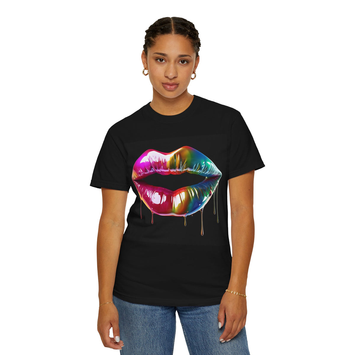Rainbow Drip Lip Graphic T-Shirt