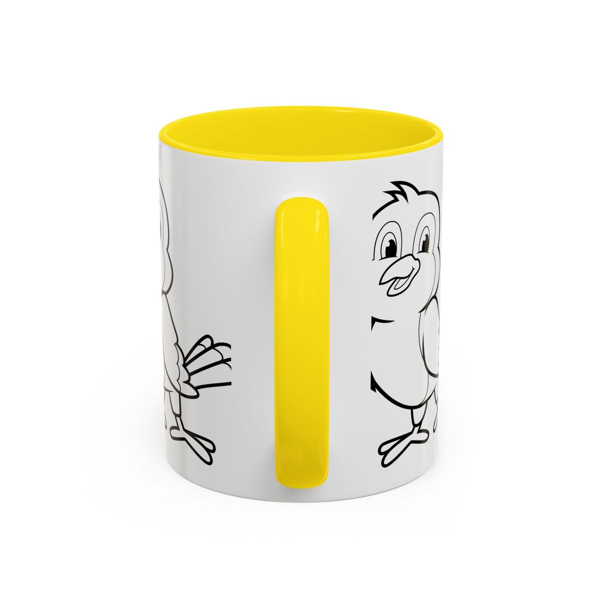 Bird Coloring Accent Coffee Mug — Cute Outline Chick Design (11/15 oz)