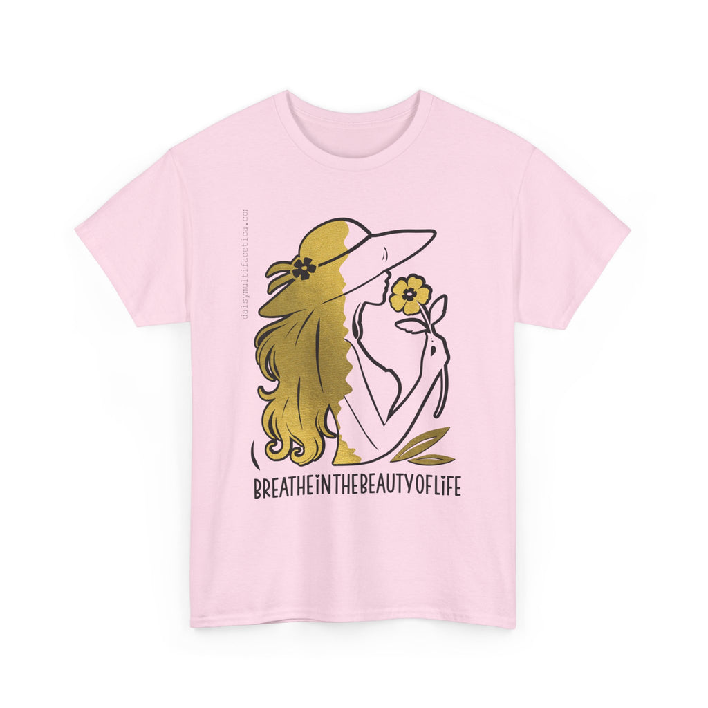 Women’s Floral Mindfulness Tee — “Breathe in the Beauty of Life” Graphic Shirt