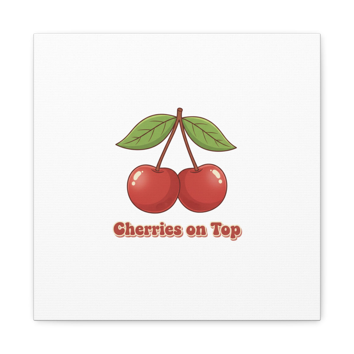 Cherry Illustration Canvas, vintage cherry fruit motif | kawaii retro wall art