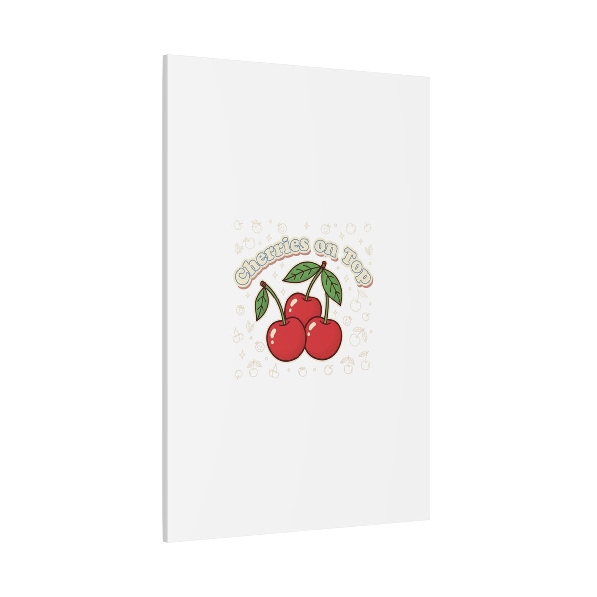 Cherries on Top Canvas | Retro Kawaii Fruit Print, Cherry Wall Art