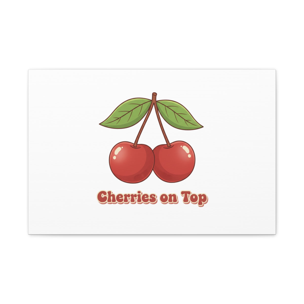 Cherry Illustration Canvas, vintage cherry fruit motif | kawaii retro wall art