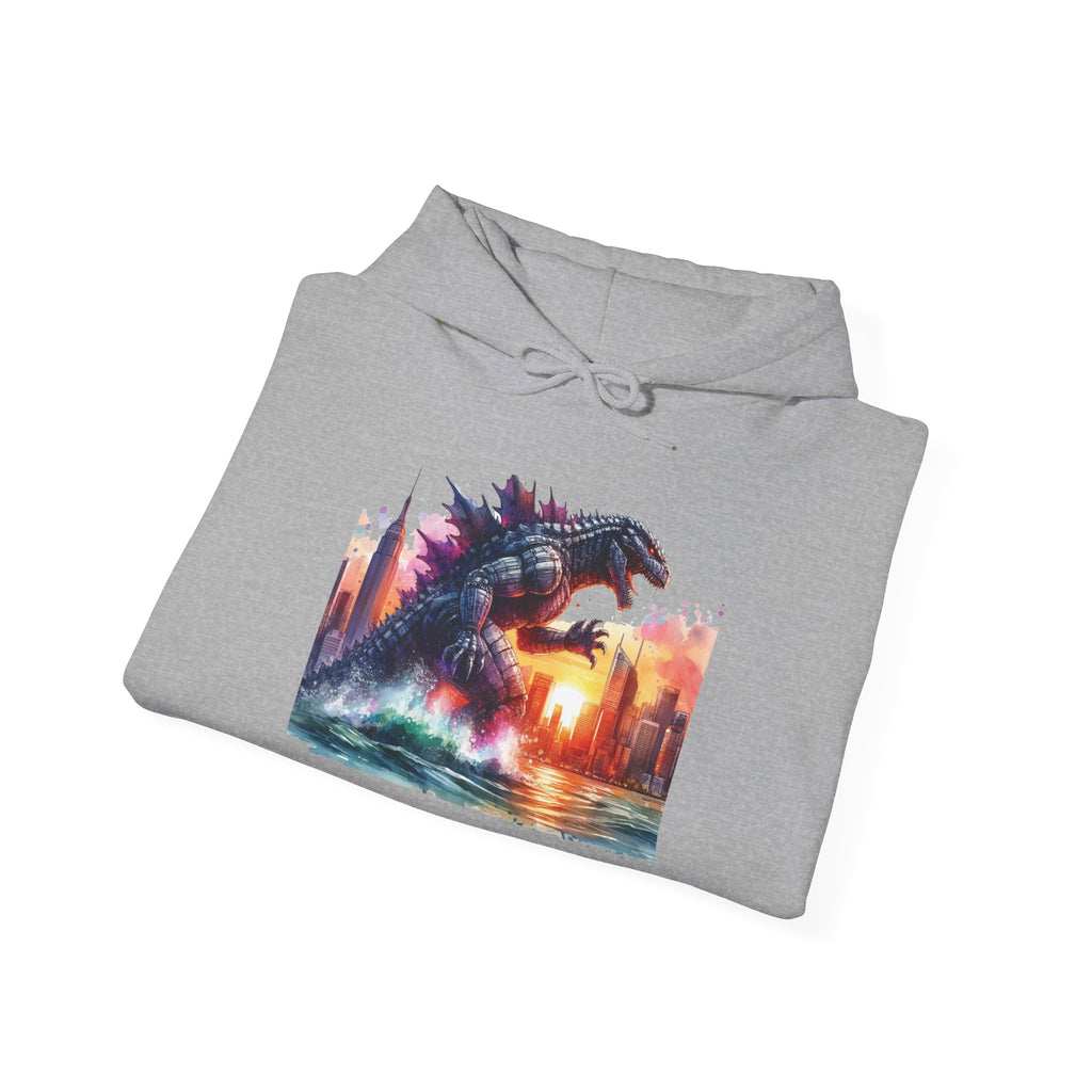 Godzilla Cityscape Hoodie – Retro Sunset Kaiju Graphic Sweatshirt