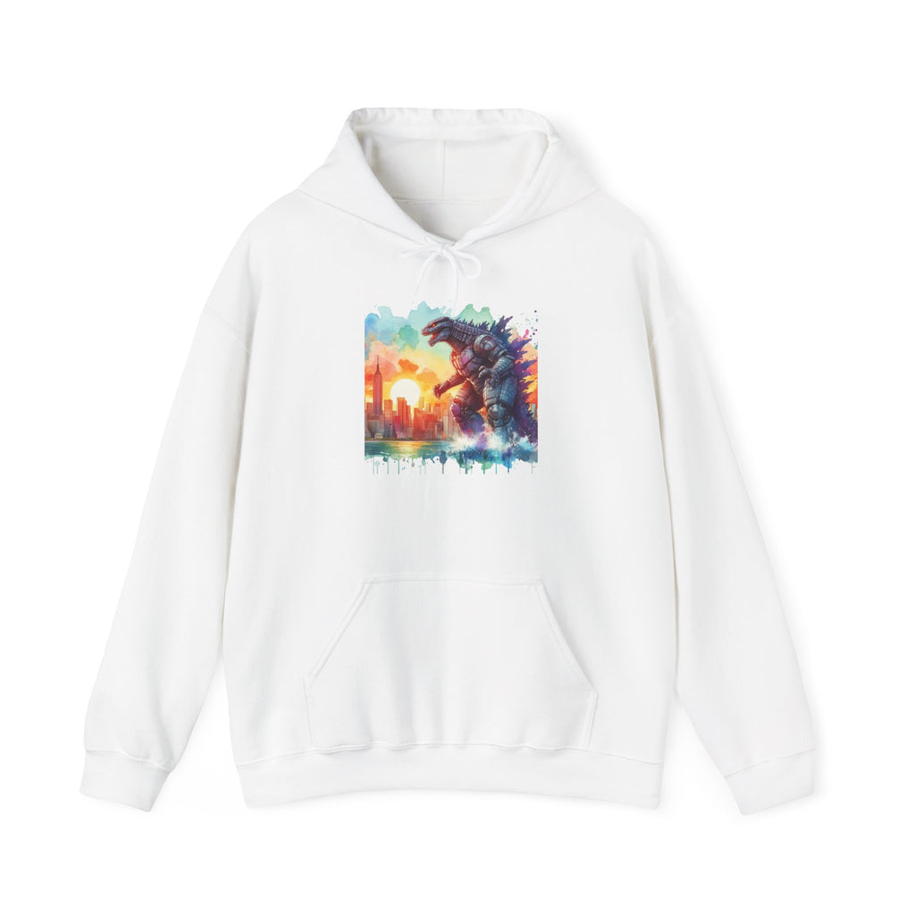 Kaiju Sunset Hoodie — Colorful Godzilla Sunset Graphic Pullover