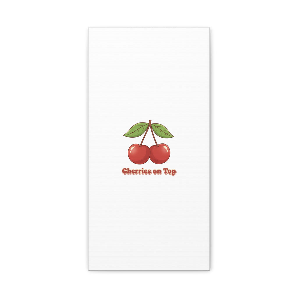 Cherry Illustration Canvas, vintage cherry fruit motif | kawaii retro wall art