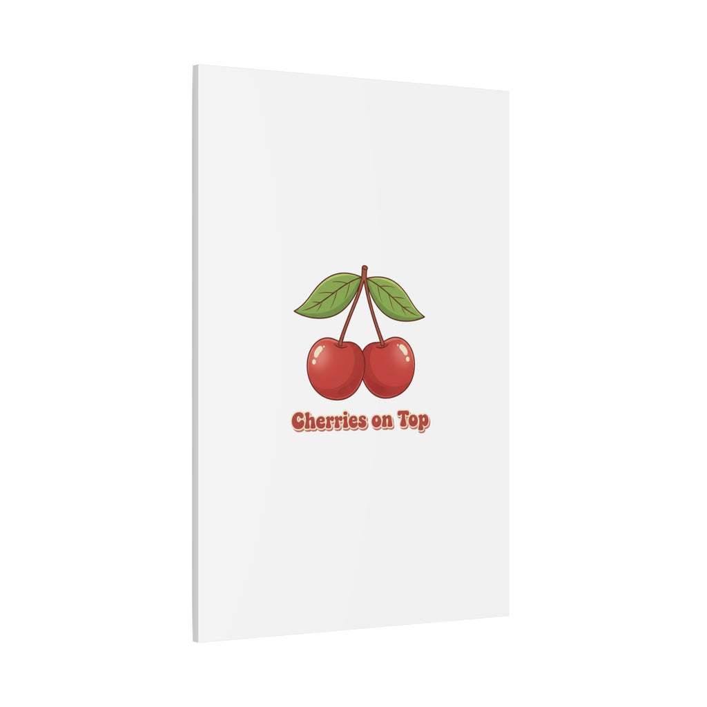 Cherry Illustration Canvas, vintage cherry fruit motif | kawaii retro wall art