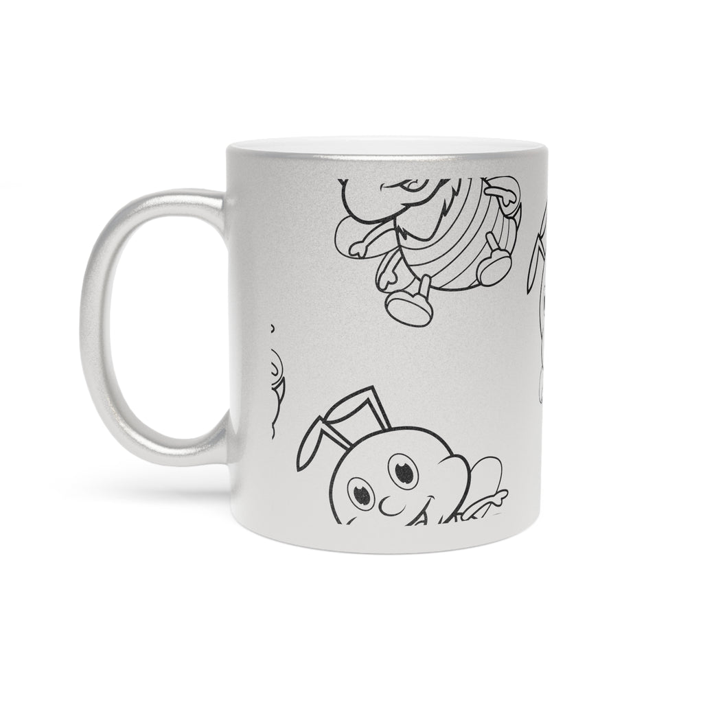 Metallic Mug — Cute Bunny Pattern Silver/Gold Coffee Cup