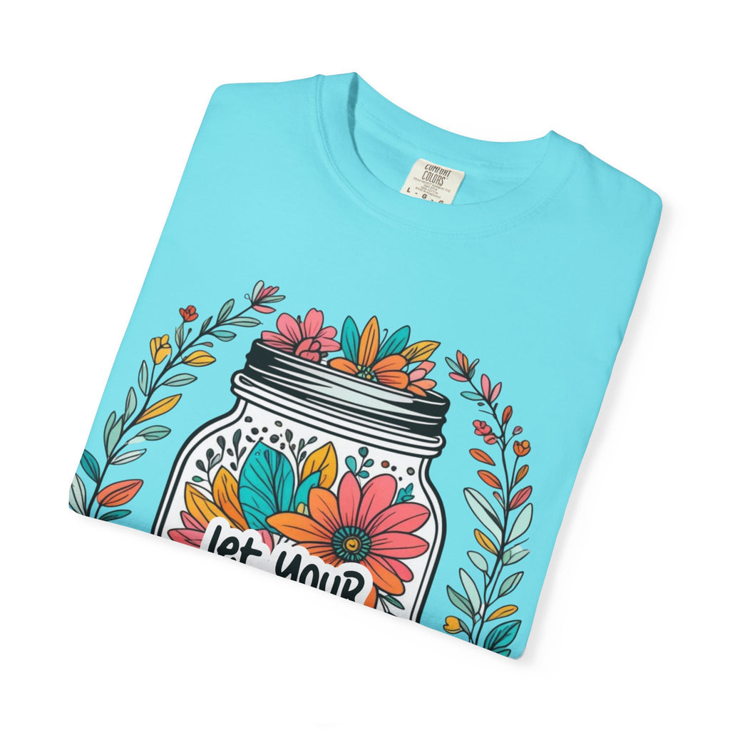 Let Your Light Bloom T-Shirt — Floral Mason Jar Inspirational Tee