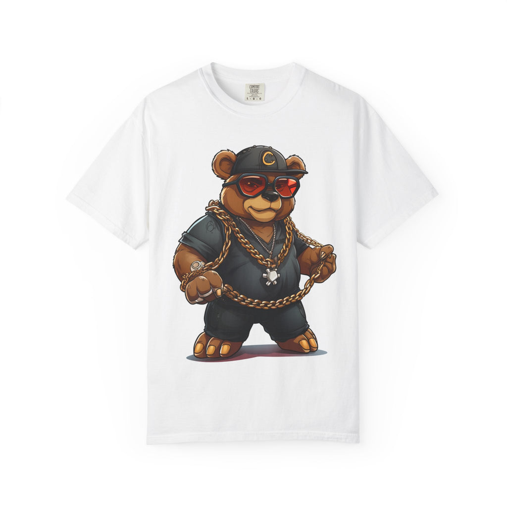 Bear Rapper Graphic T-Shirt — Cool Streetwear Tee with Chain & Shades