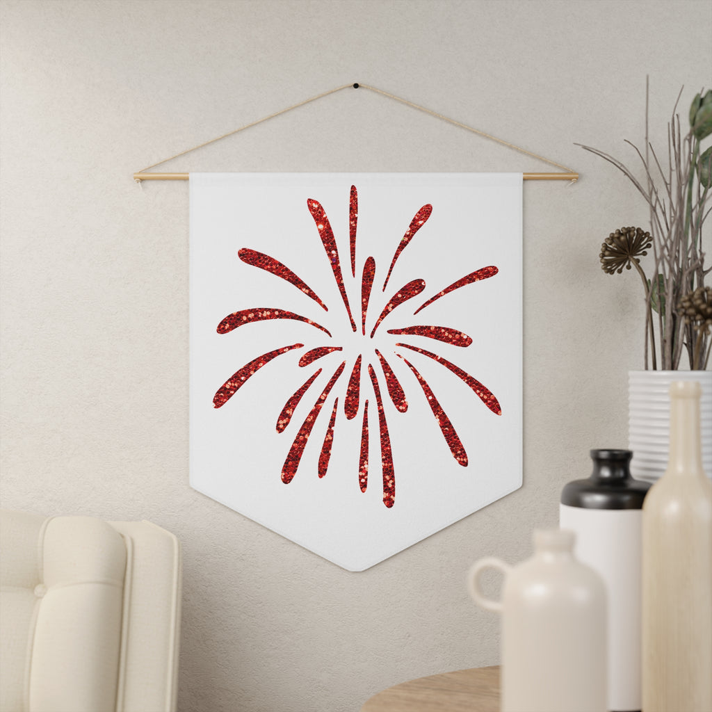 Firework Pennant Banner — Red Sparkle Celebration Wall Flag