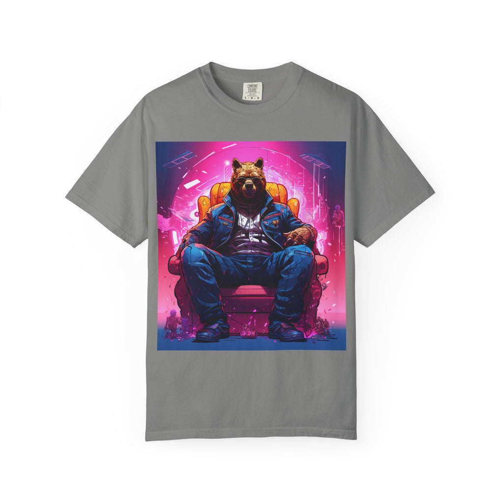 Bear Boss Graphic T-Shirt — Neon Cyberpunk Streetwear