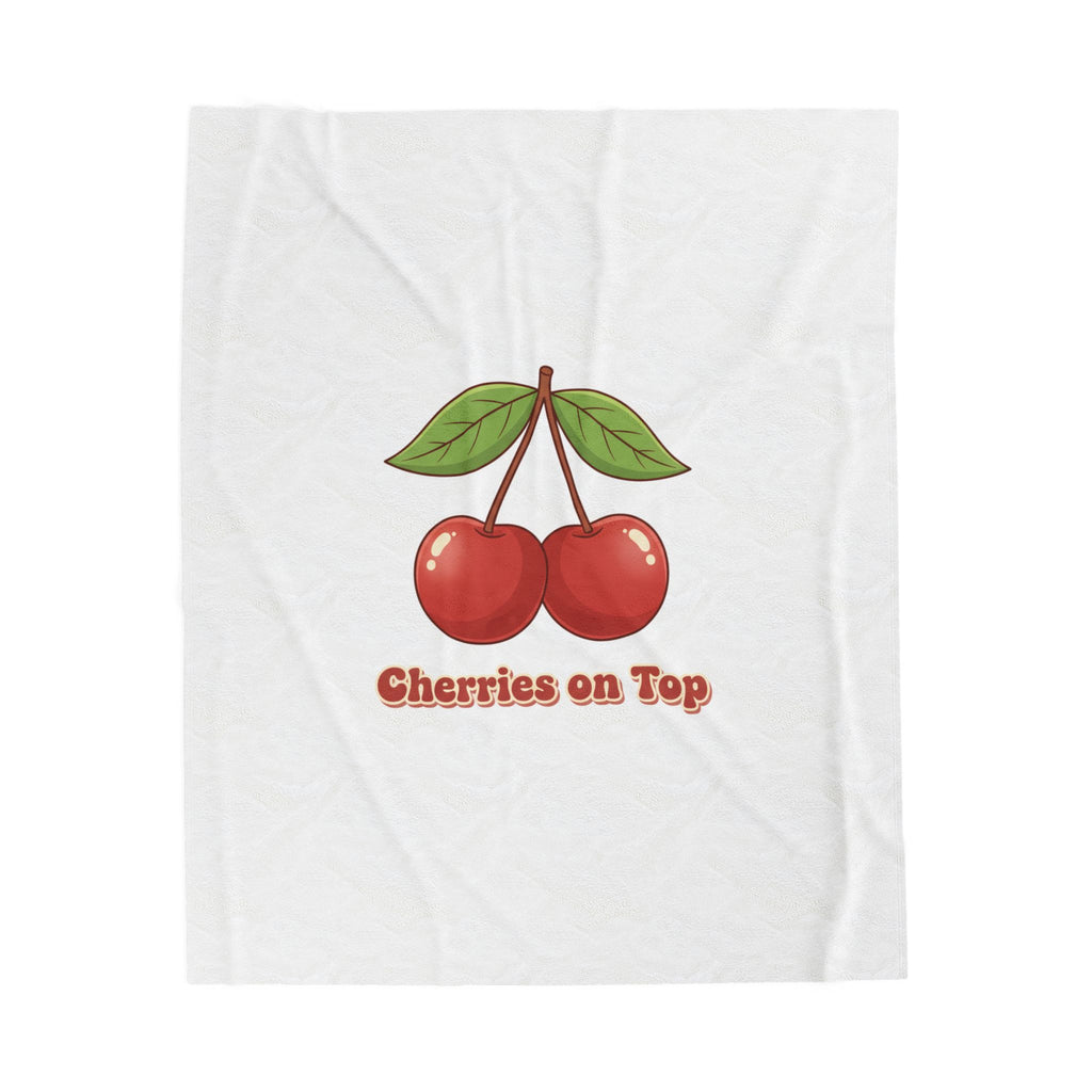 Cherries on Top Plush Blanket | Retro Kawaii Fruit Design
