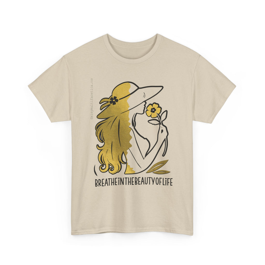 Women’s Floral Mindfulness Tee — “Breathe in the Beauty of Life” Graphic Shirt