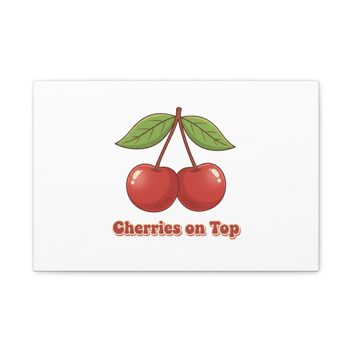 Cherry Illustration Canvas, vintage cherry fruit motif | kawaii retro wall art