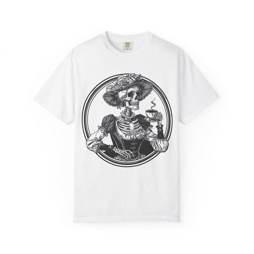 Skeleton Lady Tea T-Shirt — Vintage Day of the Dead Skull Tee