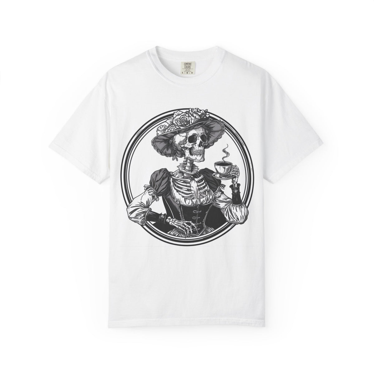Skeleton Lady Tea T-Shirt — Vintage Day of the Dead Skull Tee