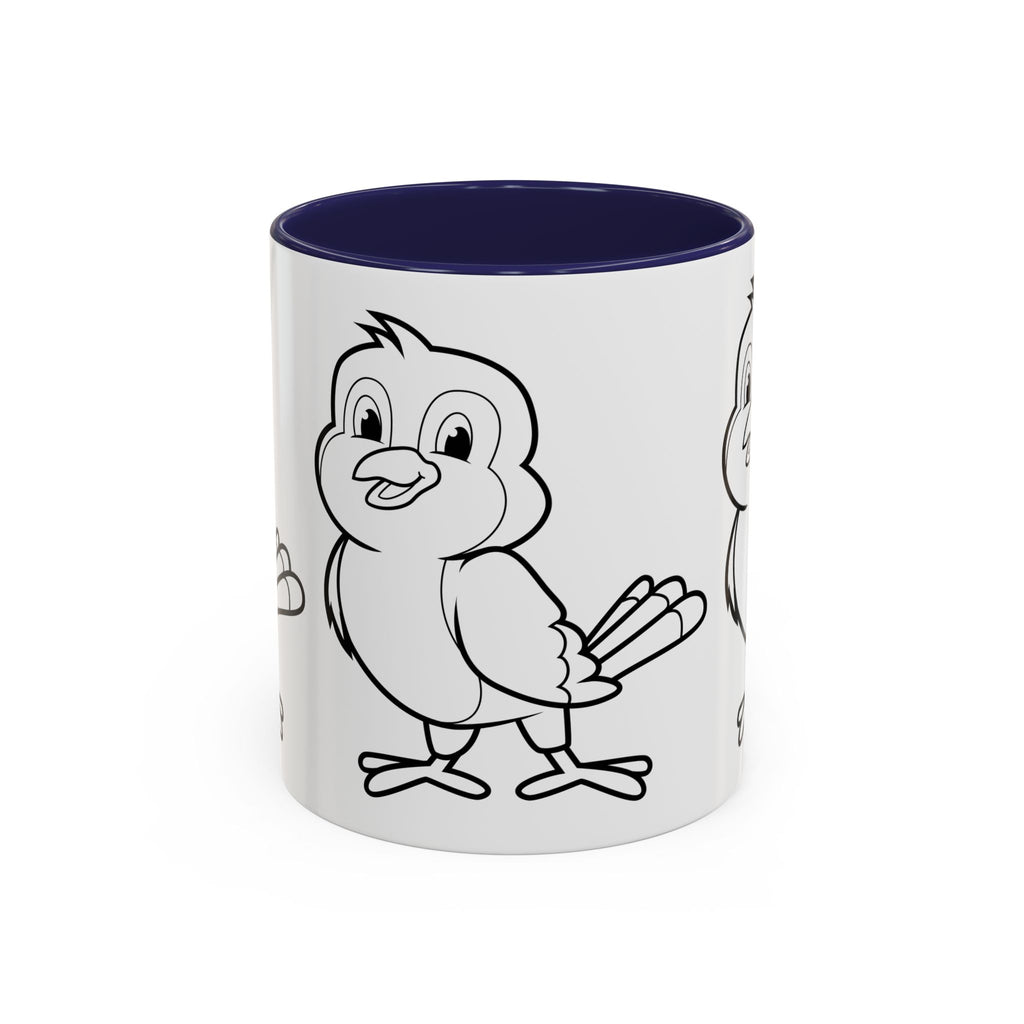 Bird Coloring Accent Coffee Mug — Cute Outline Chick Design (11/15 oz)