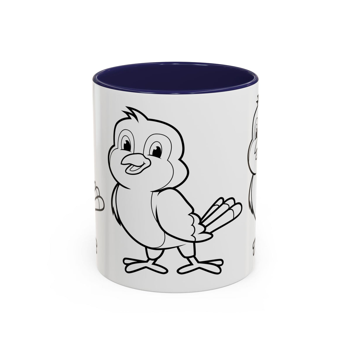Bird Coloring Accent Coffee Mug — Cute Outline Chick Design (11/15 oz)