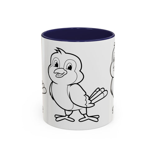 Bird Coloring Accent Coffee Mug — Cute Outline Chick Design (11/15 oz)