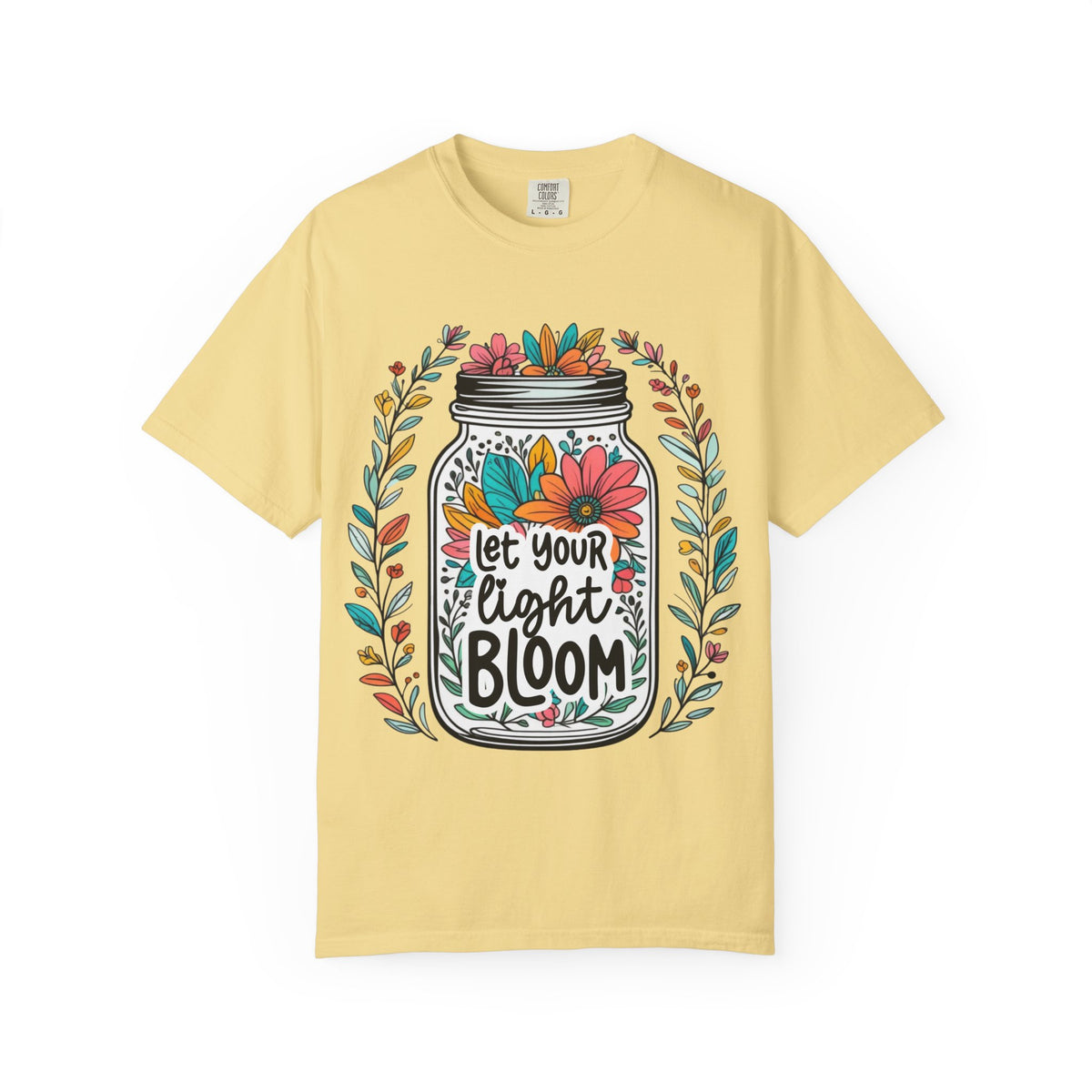 Let Your Light Bloom T-Shirt — Floral Mason Jar Inspirational Tee