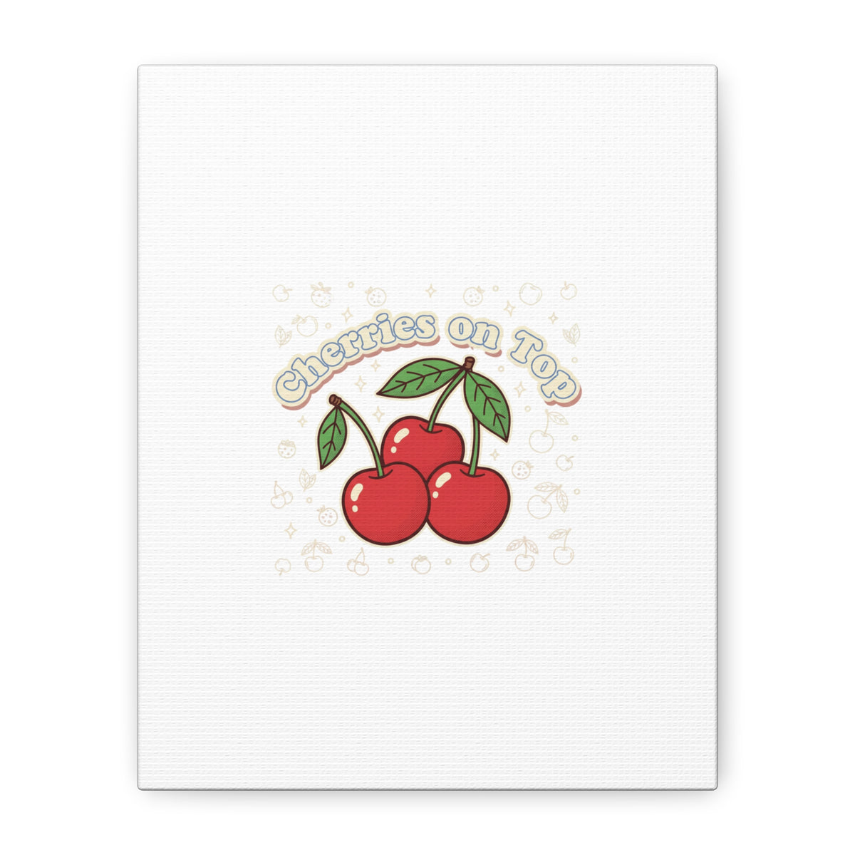 Cherries on Top Canvas | Retro Kawaii Fruit Print, Cherry Wall Art