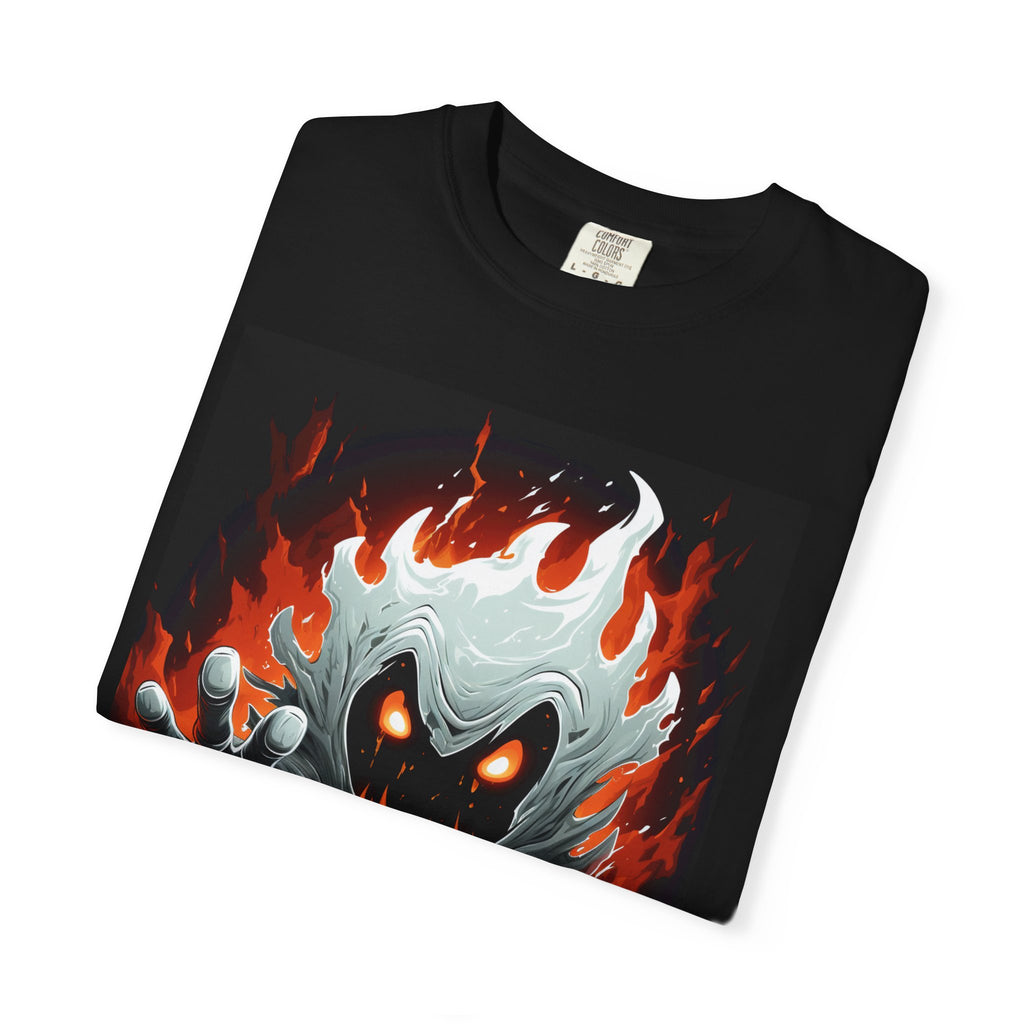 Flaming Ghost Graphic T-Shirt — Spooky Haunted Monster Tee