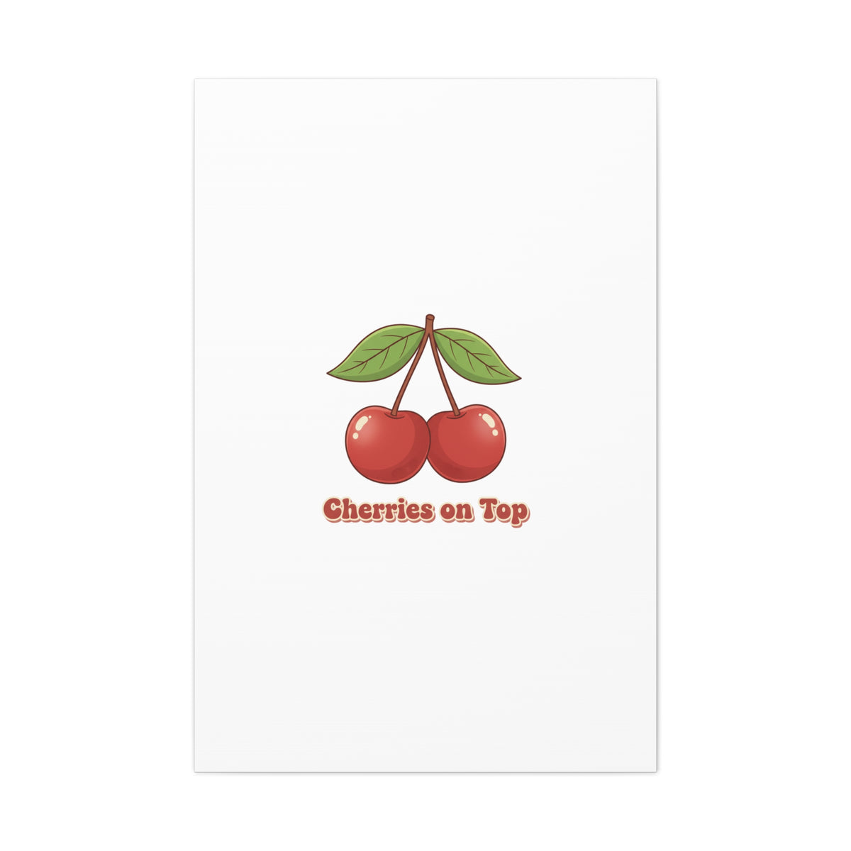 Cherry Illustration Canvas, vintage cherry fruit motif | kawaii retro wall art