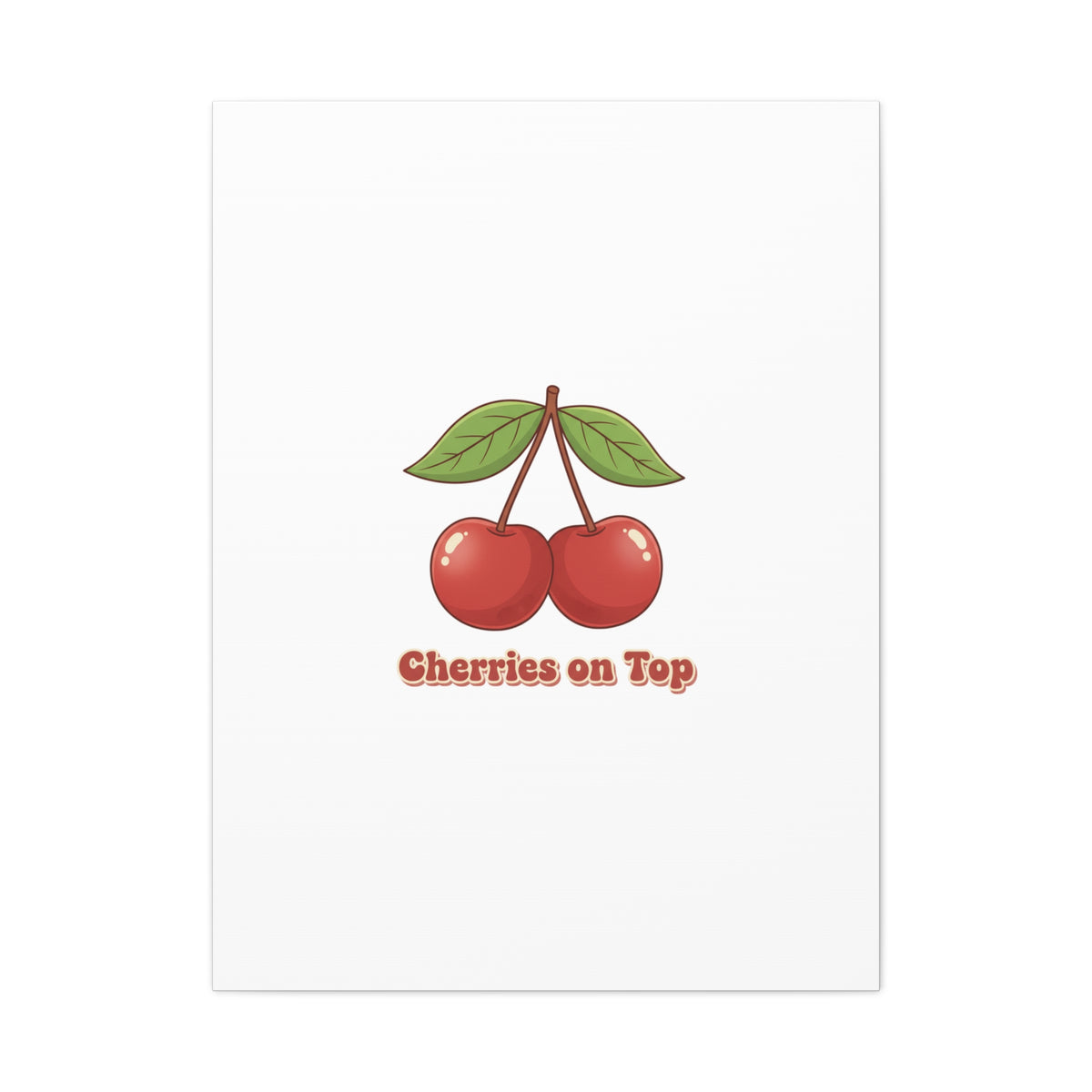 Cherry Illustration Canvas, vintage cherry fruit motif | kawaii retro wall art